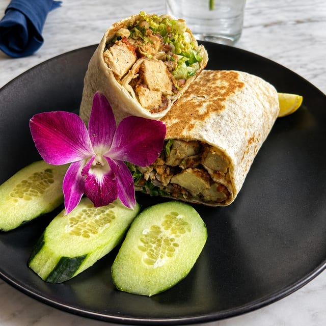 Plant based chicken balsamic wrap.